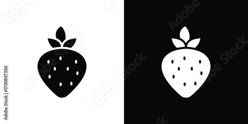 Strawberry icon line style. Graphic design element vectors