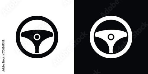 Steering wheel icon line style. Graphic design element vectors