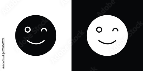 Smile wink icon line style. Graphic design element vectors