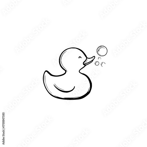 A charming rubber ducky with bubbles creating a delightful and whimsical bath time illustration for children and adults