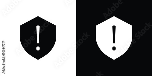 Shield exclamation icon line style. Graphic design element vectors