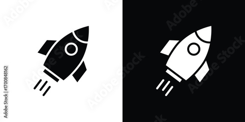 Rocket launch icon line style. Graphic design element vectors