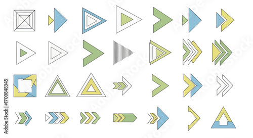 Hand Drawn Arrow Vector Icon Set in a Sketchy Doodle Style with Modern Geometric Shapes