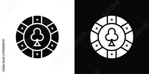 Poker chip icon line style. Graphic design element vectors