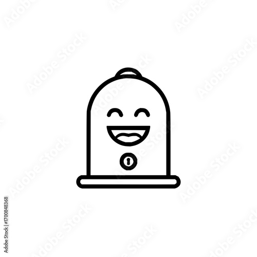 Happy appliance with a power button and a rounded shape design illustration icon that is simple and cute
