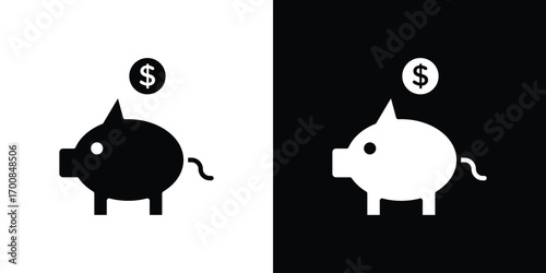 Piggy bank icon line style. Graphic design element vectors