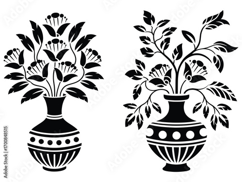 Elegant flower vase botanical art floral decoration home decor design illustration