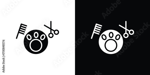 Pet grooming icon line style. Graphic design element vectors