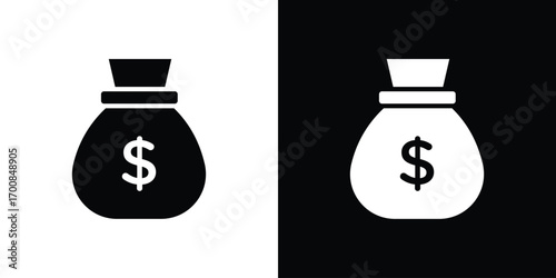 Money bag icon line style. Graphic design element vectors