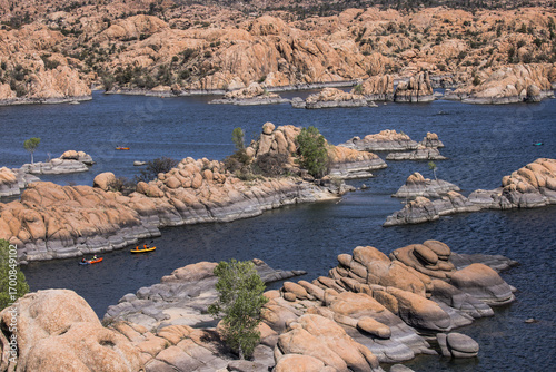 Kayaking Amid the Granite Dells and Placid Waters of Watson Lake in Prescott Arizona on a Sunny Afternoon