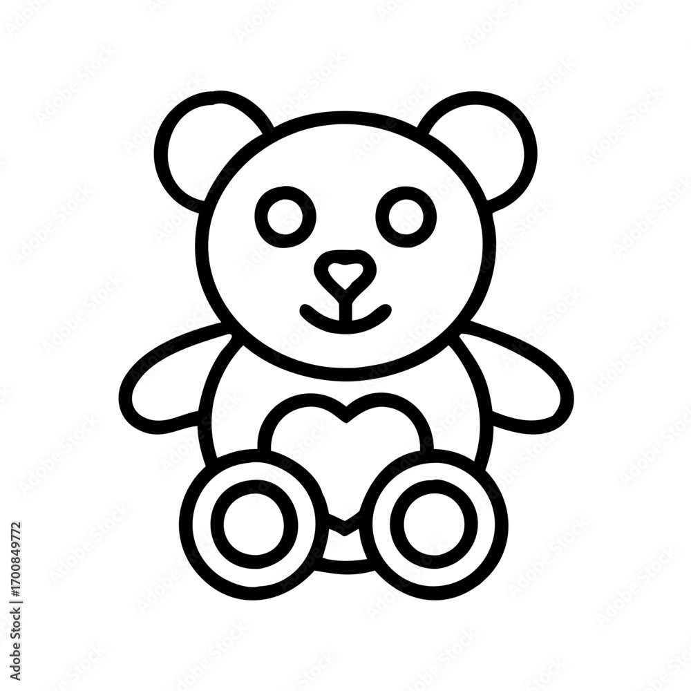 Fototapeta premium Vector outline teddy bear illustration for kids room decor and cute animal themed designs projects ideas