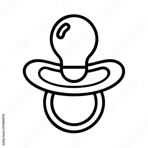 Baby pacifier vector outline icon illustration, newborn soother symbol, dummy for baby design