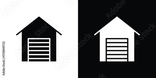 Garage icon line style. Graphic design element vectors