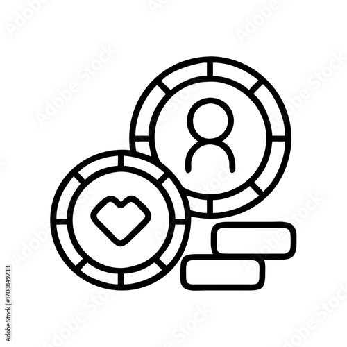 Explore poker chips vector icon design for casino games and gambling industry with modern style