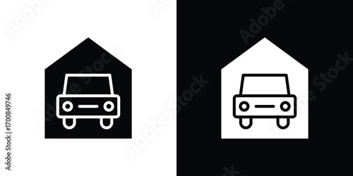 Garage car icon line style. Graphic design element vectors