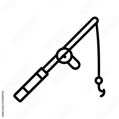 Fishing rod illustration for recreational fishing sport angling and outdoor activity equipment design