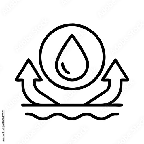 Waterproof fabric icon vector illustration, fabric water resistance and repellent symbol design