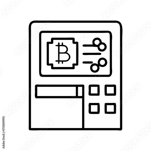 Bitcoin atm machine vector illustration for cryptocurrency and blockchain technology concept design