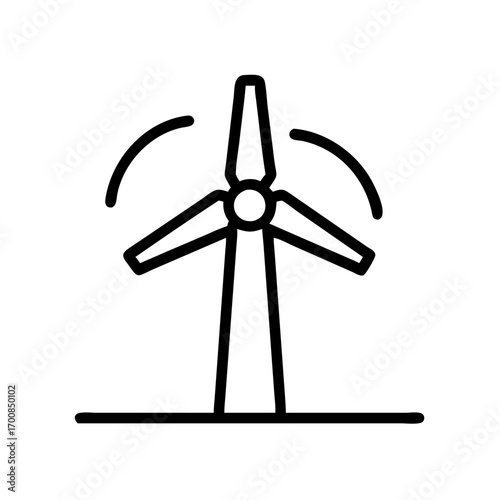 Wind turbine line art vector illustration for renewable energy and sustainable power generation icon