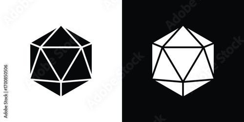 Dice d20 icon line style. Graphic design element vectors