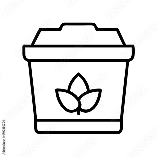 Vector graphic of a compost bin with leaves for organic waste management and recycling concept