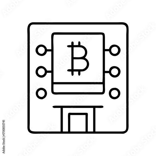 Bitcoin atm machine vector illustration for cryptocurrency and blockchain technology finance concept