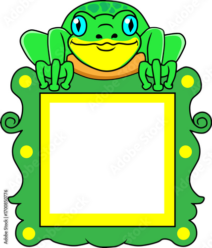 frame frog line vector illustration isolated on white background