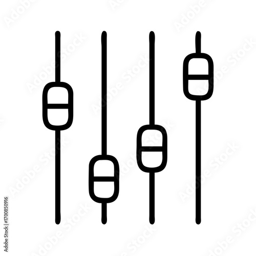 Sound audio mixer equalizer panel console sliders settings control interface vector graphic design