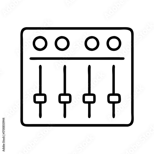 Audio mixer sound board panel vector icon illustration for music production and dj equipment