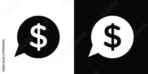 Comment dollar icon line style. Graphic design element vectors