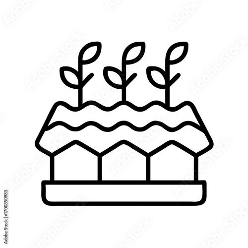 Growing plants in a greenhouse icon vector illustration for agriculture and farming design with leaves