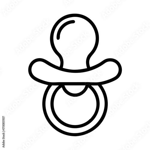 Baby pacifier vector icon illustration, newborn infant soother nipple dummy symbol clipart outline