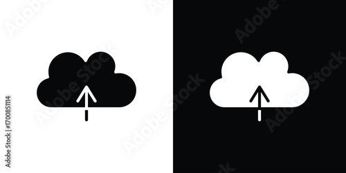 Cloud upload icon line style. Graphic design element vectors