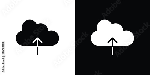 Cloud upload icon line style. Graphic design element vectors