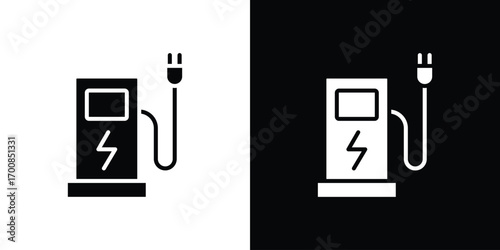 Charging station icon line style. Graphic design element vectors