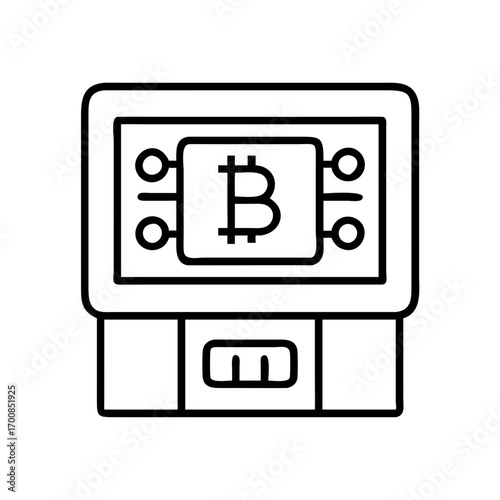 Bitcoin atm machine vector design for cryptocurrency transactions and digital currency exchange use