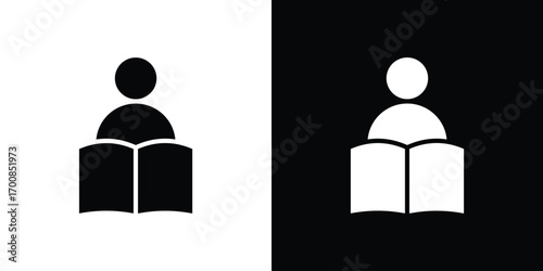 Book open reader icon line style. Graphic design element vectors