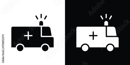 Ambulance icon line style. Graphic design element vectors