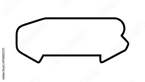 Illustration of a simple black outline of an abstract shape with a cut out at the bottom center edge