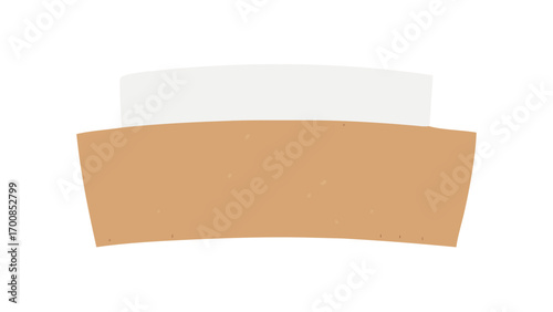Illustration of a coffee cup with a brown sleeve and a white top against a white background view