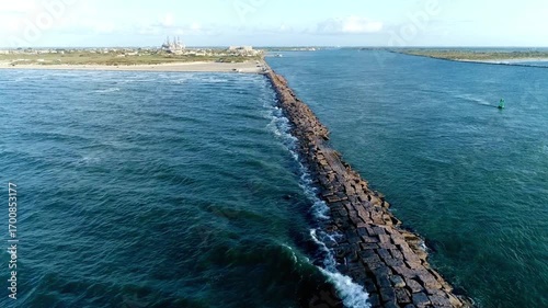Aerial view of the ponce de leon inlet and the breakwater in florida, usa