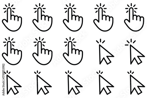 Interactive cursor icons vector set digital pointer designs