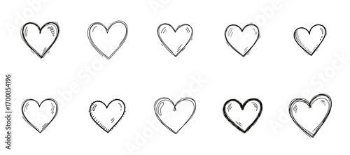 Vector illustrations of a romantic set of abstract colorful hearts, a love symbol for Valentine's Day decorations, Vector illustrations of a romantic set of abstract colorful hearts, a love symbol