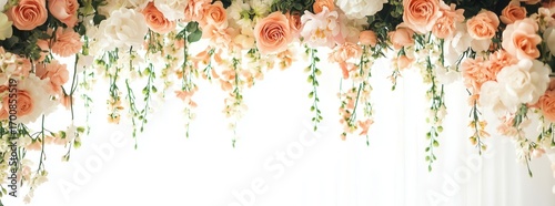 Elegant Wedding Backdrop Adorned With Floral Decorations in Soft Pastel Shades.