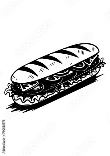 Classic Submarine Sandwich Illustration
