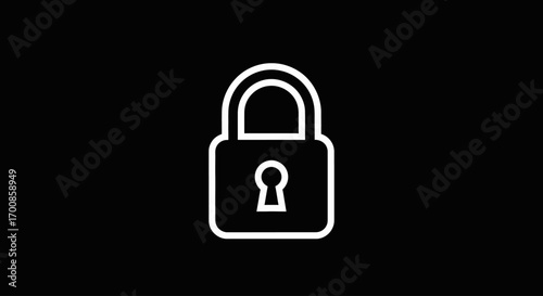 Minimalist Padlock Line Art Vector Icon for Web Security Symbol