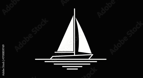 Minimalist Sailboat Icon Vector Graphic with Modern Sailing Yacht Silhouette