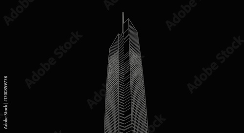 Minimalist Architectural Vector Illustration of a Modern Skyscraper Building