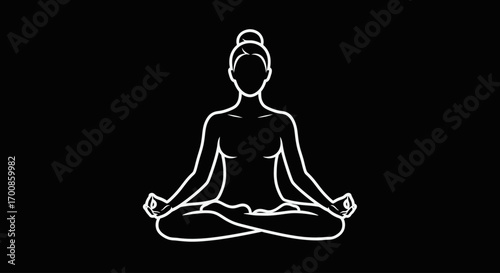 Minimalist Vector Illustration of a Woman Meditating in a Lotus Yoga Pose