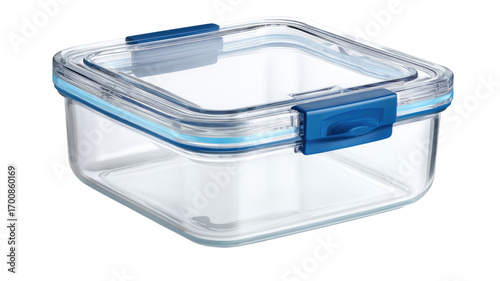 Square glass food container with lid, kitchen setting